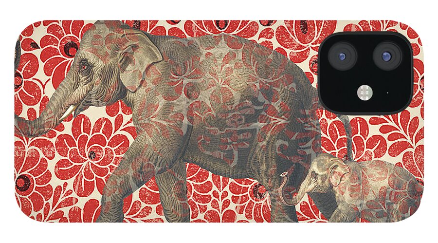 Asian iPhone 12 Case featuring the digital art Asian Elephant-JP2185 by Jean Plout