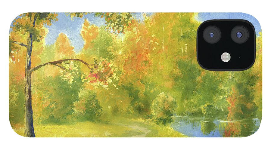 Scenics iPhone 12 Case featuring the digital art Autumn Impressionism by Pobytov