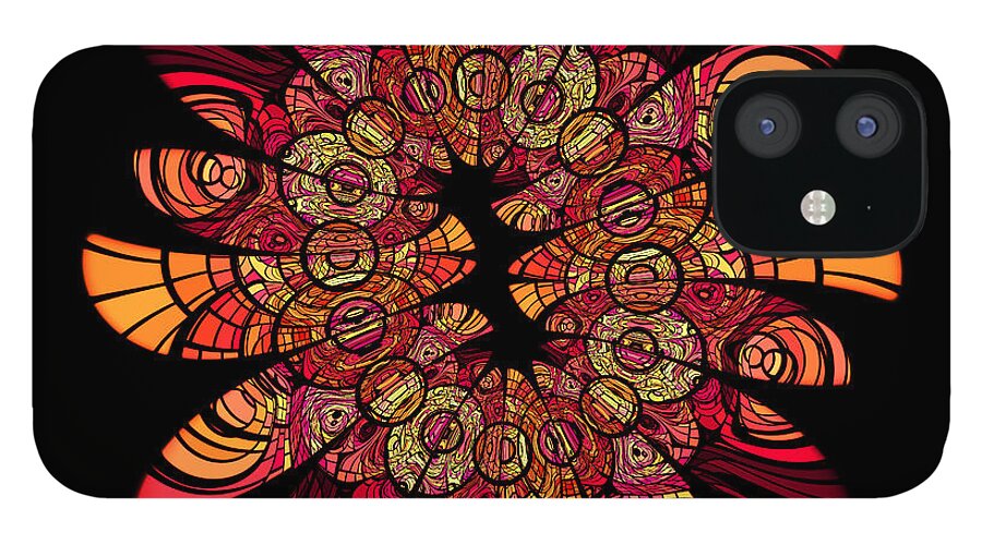 Abstract iPhone 12 Case featuring the digital art Autumn Wreath by Judi Suni Hall