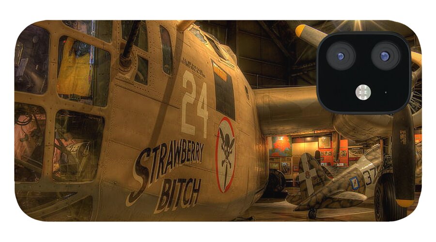Us Air Force iPhone 12 Case featuring the photograph B-24 Strawberry Bitch by David Dufresne