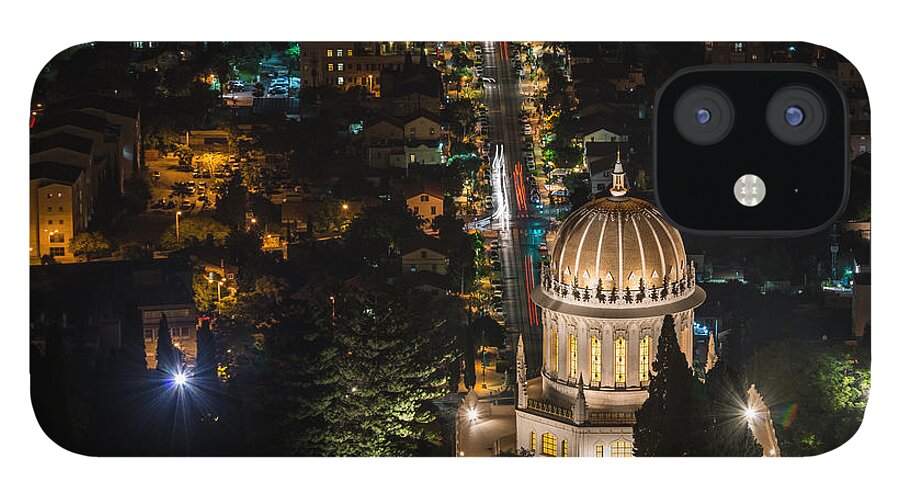 Carmel iPhone 12 Case featuring the photograph Baha'i temple at night by Michael Goyberg