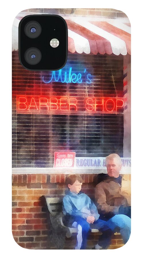  Barber iPhone 12 Case featuring the photograph Barber - Neighborhood Barber Shop by Susan Savad