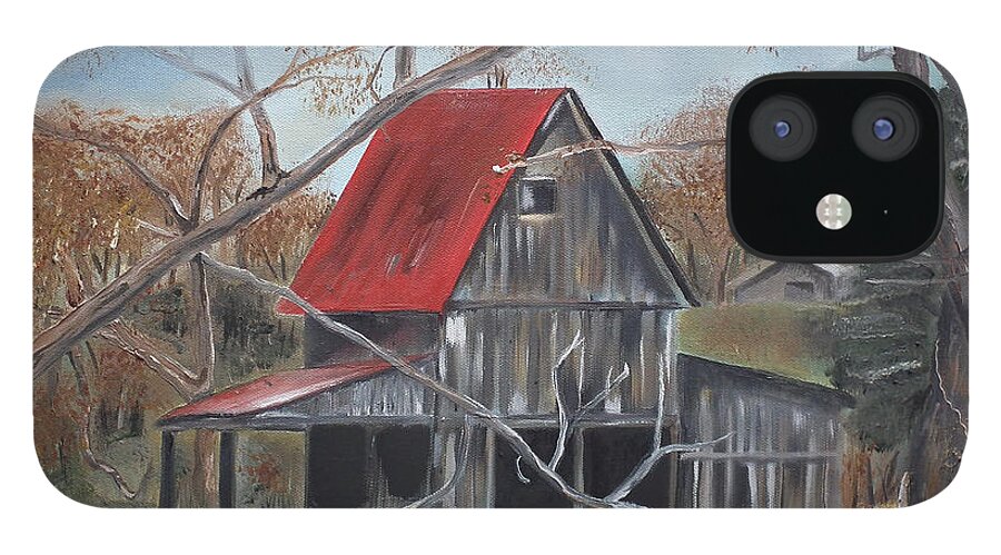 Barn iPhone 12 Case featuring the painting Barn - Red Roof - Autumn by Jan Dappen