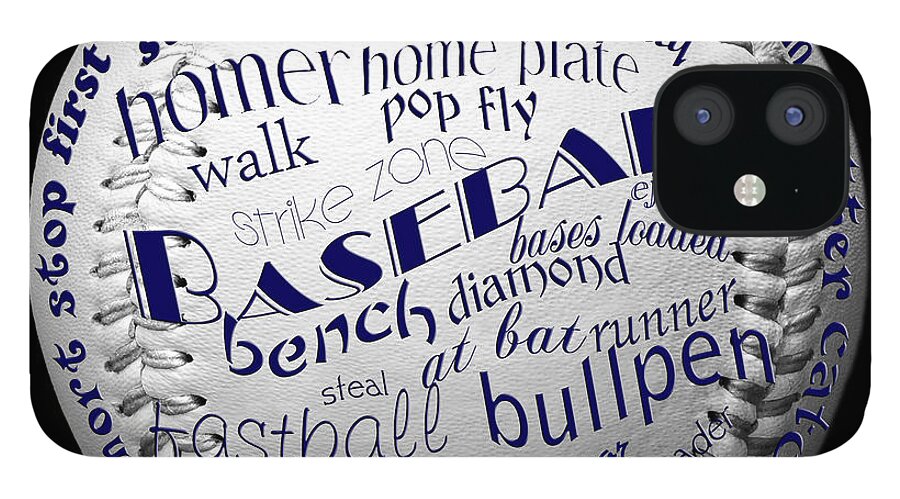 Baseball iPhone 12 Case featuring the digital art Baseball Terms Typography 2 by Andee Design