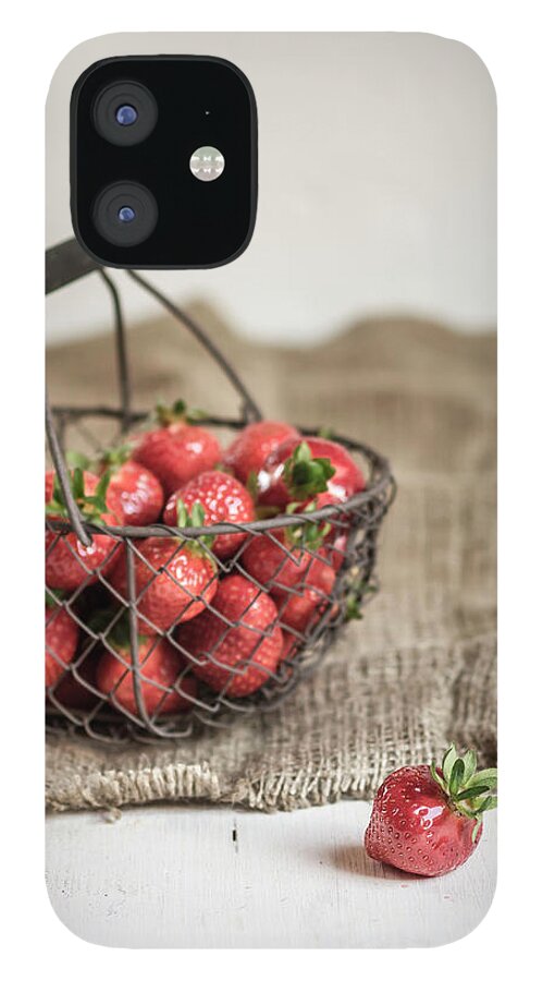 Handle iPhone 12 Case featuring the photograph Basket Of Strawberries On Rug by Westend61