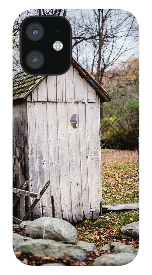 Rustic Outhouse iPhone 12 Case featuring the photograph Bathroom Humor by Pamela Taylor