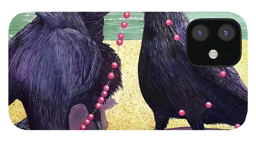 Raven iPhone 12 Case featuring the painting Baubles by Catherine G McElroy