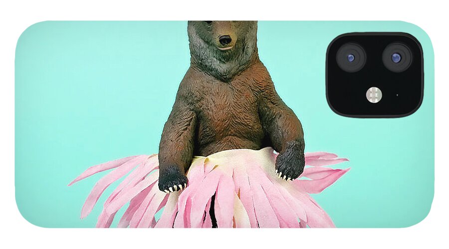 Animal iPhone 12 Case featuring the photograph Bear In Flower Skirt by Juj Winn