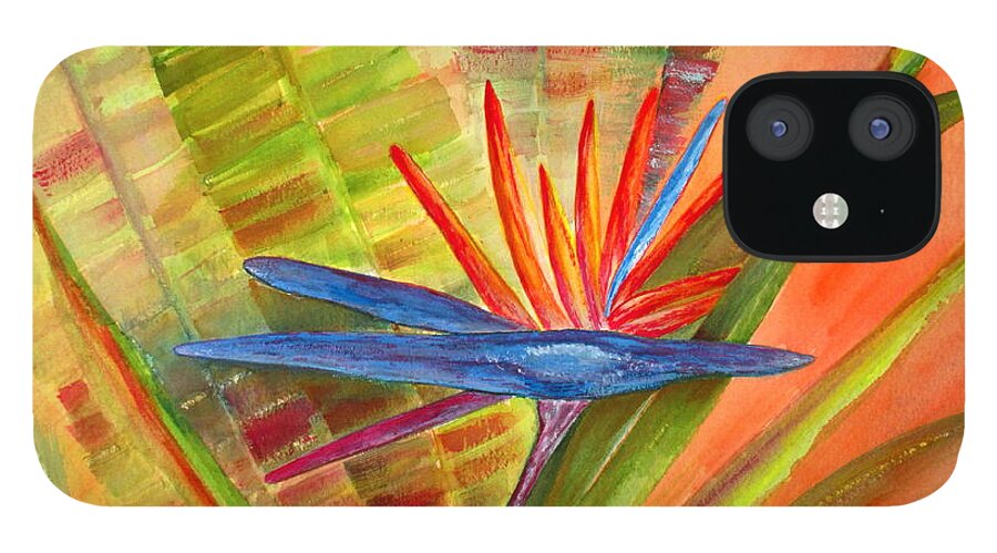 Print iPhone 12 Case featuring the painting Bird of Paradise by Ashley Goforth