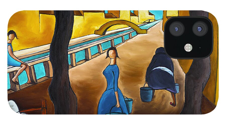 Mediterranean Canal iPhone 12 Case featuring the painting Blue Canal by William Cain