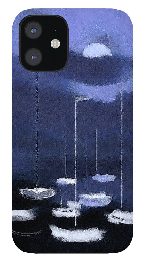 Watercolor iPhone 12 Case featuring the painting Blue Harbor by Deborah Smith