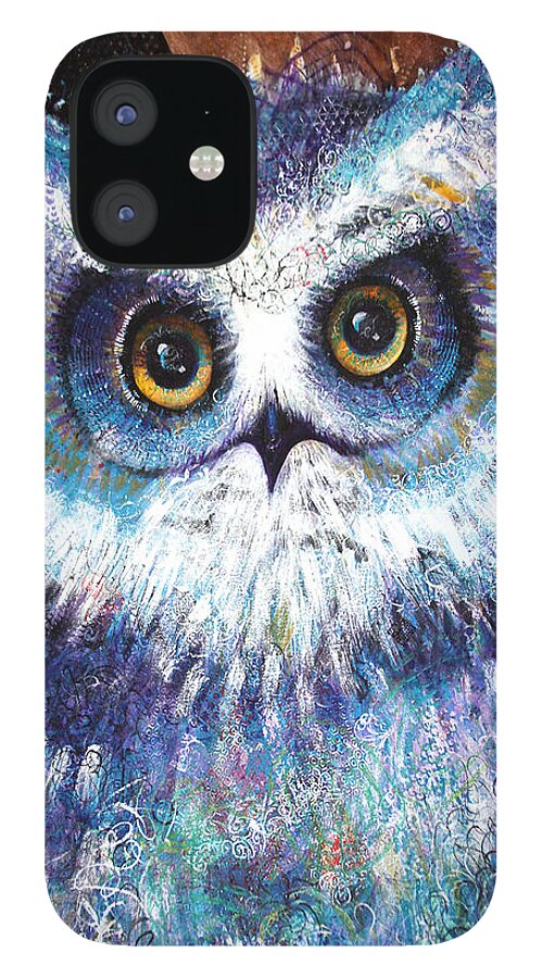 Owl iPhone 12 Case featuring the painting Blue by Laurel Bahe