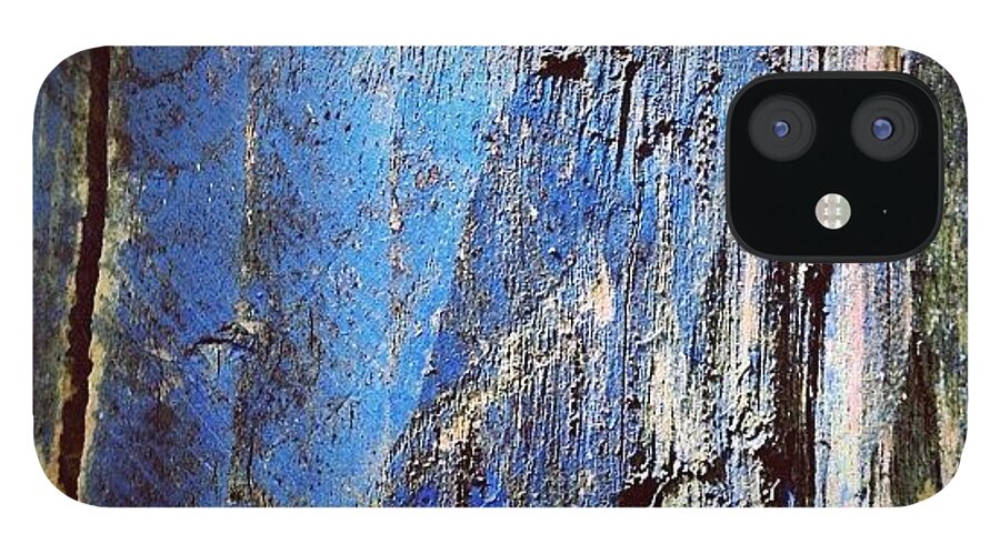Iccloseups iPhone 12 Case featuring the photograph Blue Painted Wood #iccloseups #painted by Nic Squirrell