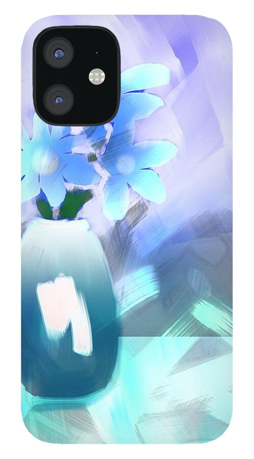 Ipad Painting iPhone 12 Case featuring the digital art Blue Vase of Flowers by Frank Bright