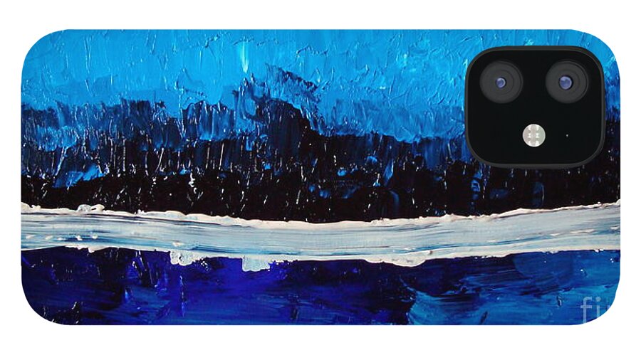 Blue iPhone 12 Case featuring the painting Blues by Holly Picano