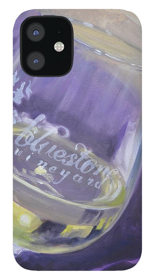 Wine iPhone 12 Case featuring the painting Bluestone Vineyard Wineglass by Donna Tuten