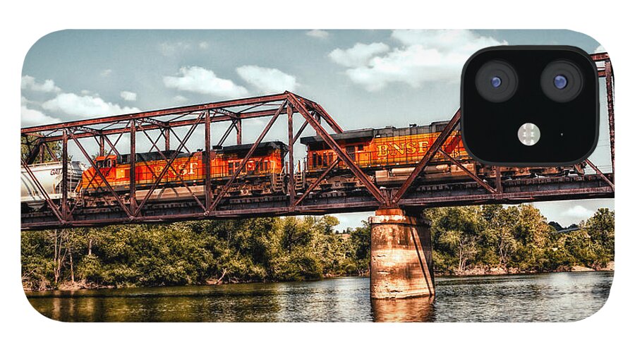 Americana iPhone 12 Case featuring the photograph BNSF over the Meramec by Robert FERD Frank
