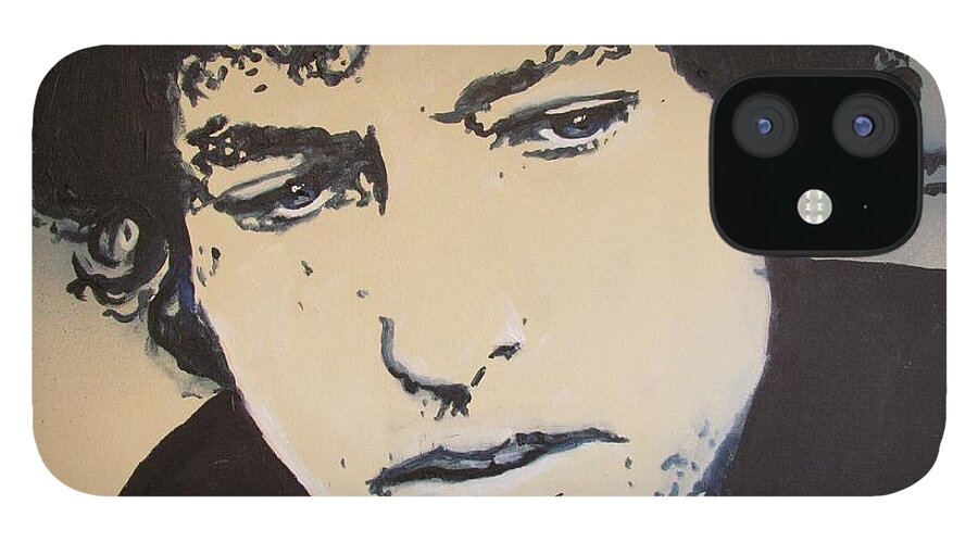 Bob Dylan iPhone 12 Case featuring the drawing Bob Dylan - It's Alright Ma by Eric Dee