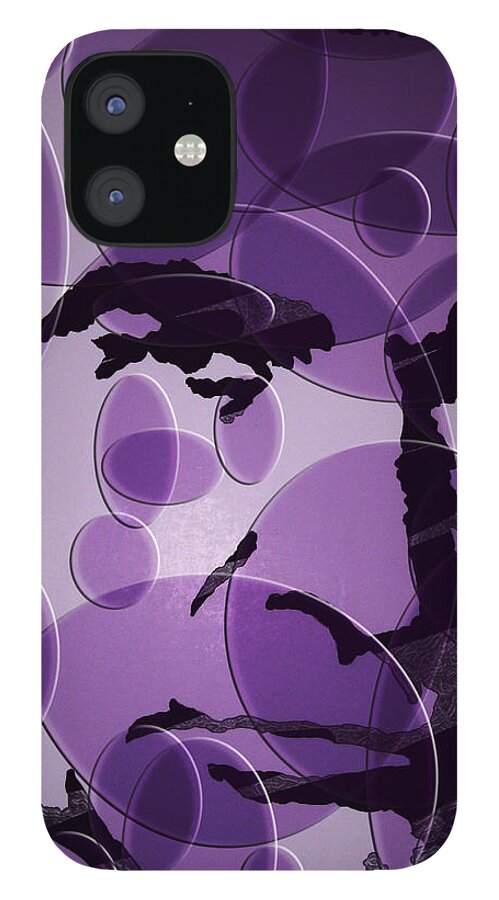 James Bond iPhone 12 Case featuring the painting The Man In Purple Circles by Robert Margetts