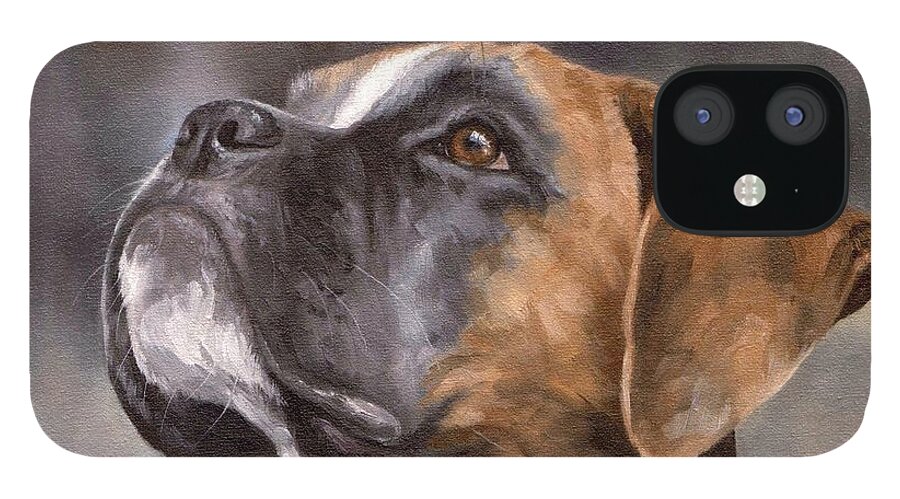Boxer iPhone 12 Case featuring the painting Boxer Painting by Rachel Stribbling