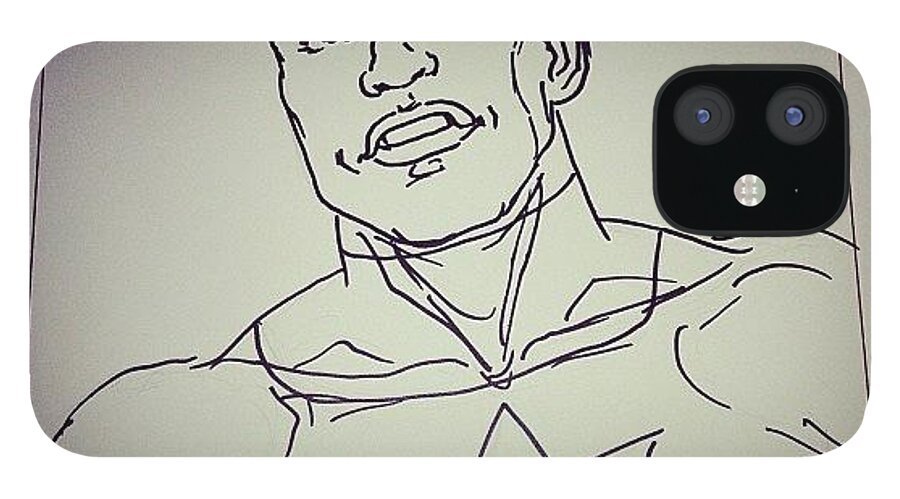 Falsepositive iPhone 12 Case featuring the photograph Boyfriend Got Drawn As A Superhero At by Jenna Broderick