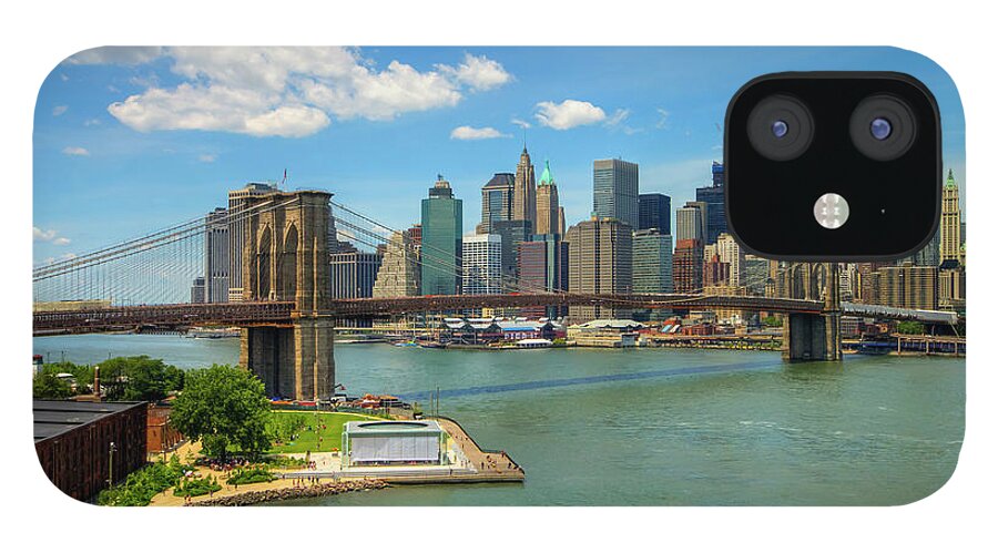 Lower Manhattan iPhone 12 Case featuring the photograph Brooklyn Bridge And Lower Manhattan by Michael Lee