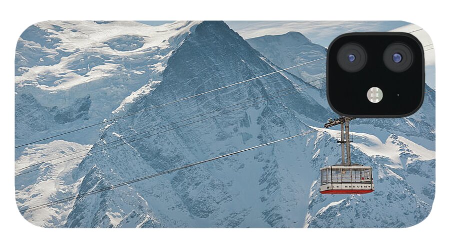 Tranquility iPhone 12 Case featuring the photograph Brévent Cable Car by Alain Bachellier