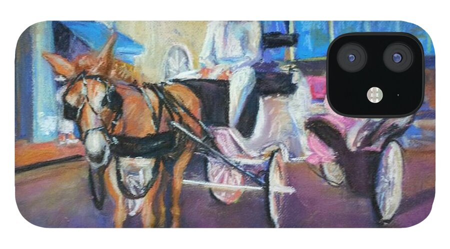New Orleans iPhone 12 Case featuring the painting Buggy on Bourbon Street by Beverly Boulet