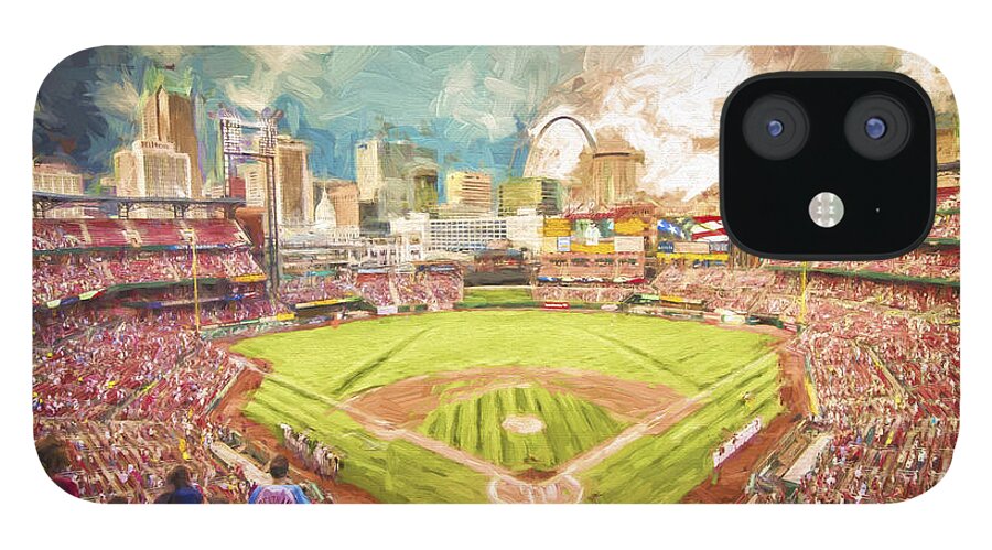 Busch iPhone 12 Case featuring the photograph Busch Stadium St. Louis Cardinals Day Paint by David Haskett II