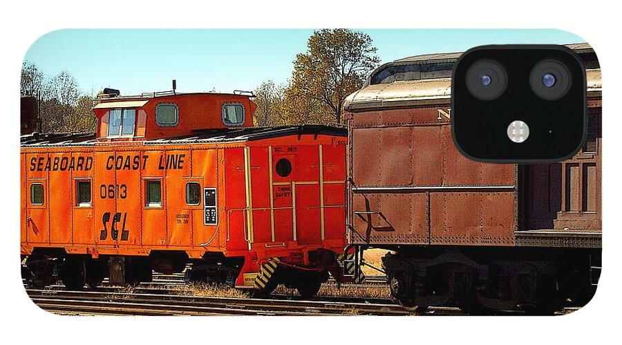 Fine Art iPhone 12 Case featuring the photograph Caboose and Car by Rodney Lee Williams
