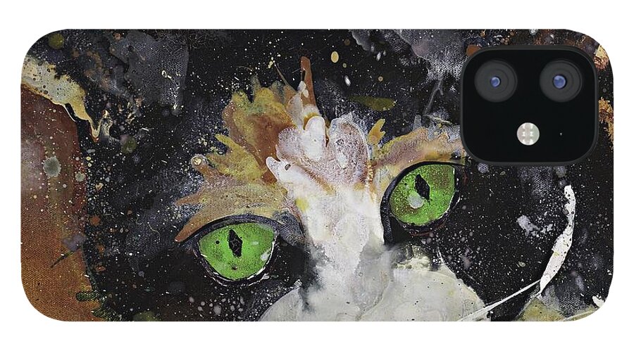 Cat iPhone 12 Case featuring the painting Cappy by Kasha Ritter