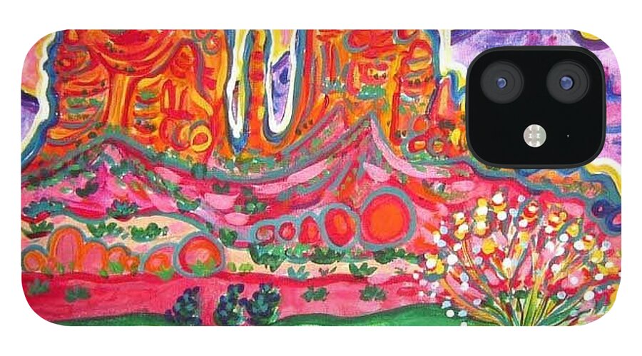 Sedona iPhone 12 Case featuring the painting Cathedral Rock Sunset by Rachel Houseman