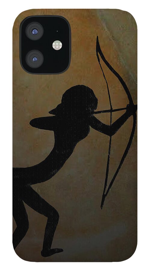Canaica Del Callar iPhone 12 Case featuring the digital art Cavewoman Archer by Asok Mukhopadhyay