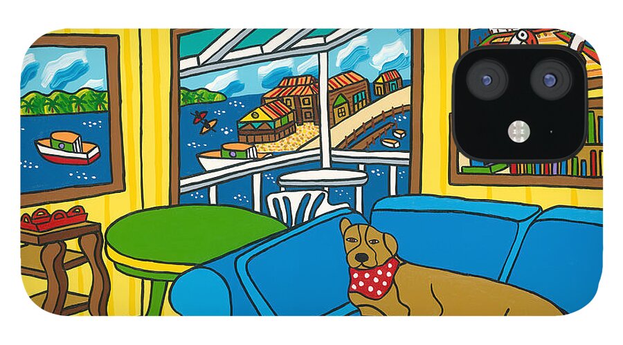Dog iPhone 12 Case featuring the painting Cedar Key Snoozer by Mike Segal