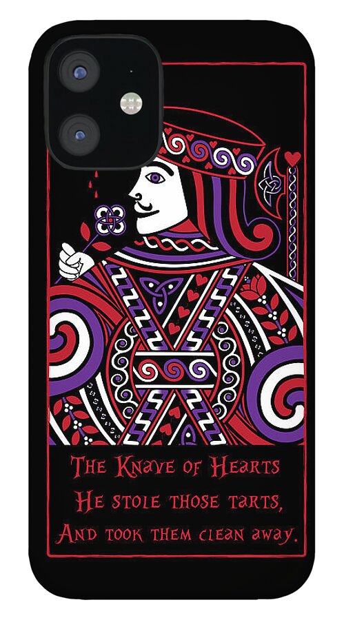 Celtic Art iPhone 12 Case featuring the digital art Celtic Queen of Hearts Part II The Knave of Hearts by Celtic Artist Angela Dawn MacKay