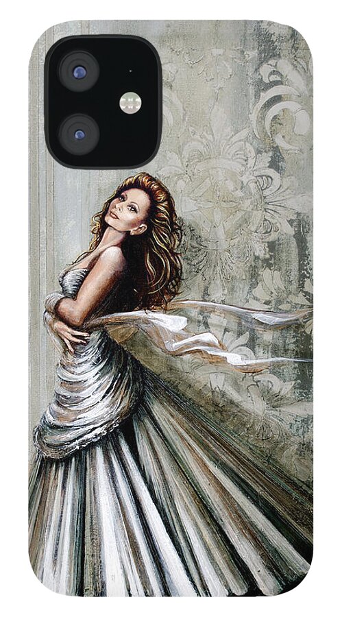 Charles James iPhone 12 Case featuring the painting Swan Gown by Joan Garcia