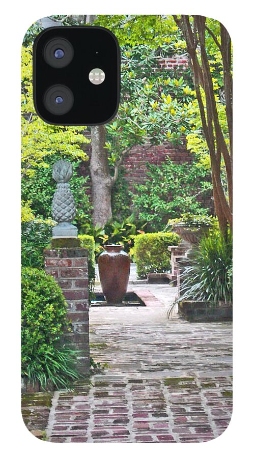 Charleston iPhone 12 Case featuring the photograph Charleston Welcome courtyard by Deborah Ferree