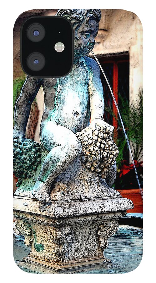 Mission Inn iPhone 12 Case featuring the photograph Cherub Water Fountain by Sandra Selle Rodriguez