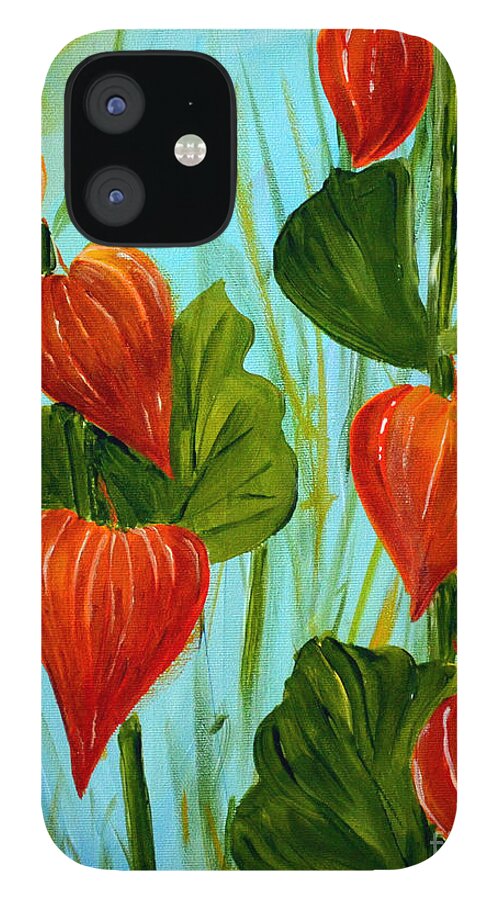 Nightshade iPhone 12 Case featuring the painting Chinese Lanterns by Claire Bull