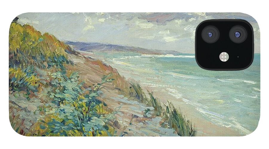 Beach iPhone 12 Case featuring the painting Cliffs by the sea at Trouville by Gustave Caillebotte