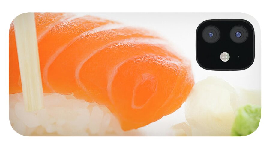 Close-up iPhone 12 Case featuring the photograph Close Up Of Salmon Meat And Rice by Jamie Grill