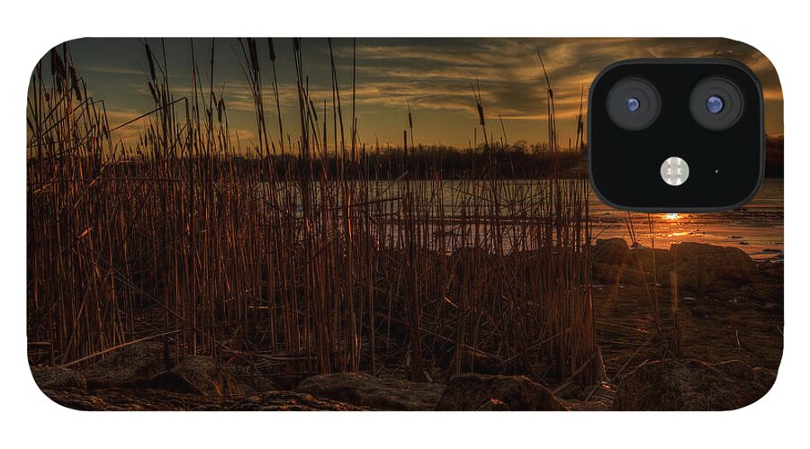 Guilford Lake iPhone 12 Case featuring the photograph Cold Winter Sunset by David Dufresne