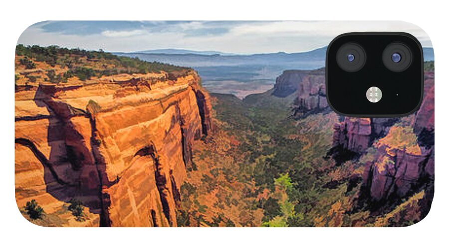 Colorado National Monument iPhone 12 Case featuring the painting Colorado National Monument Red Canyon Panorama by Christopher Arndt