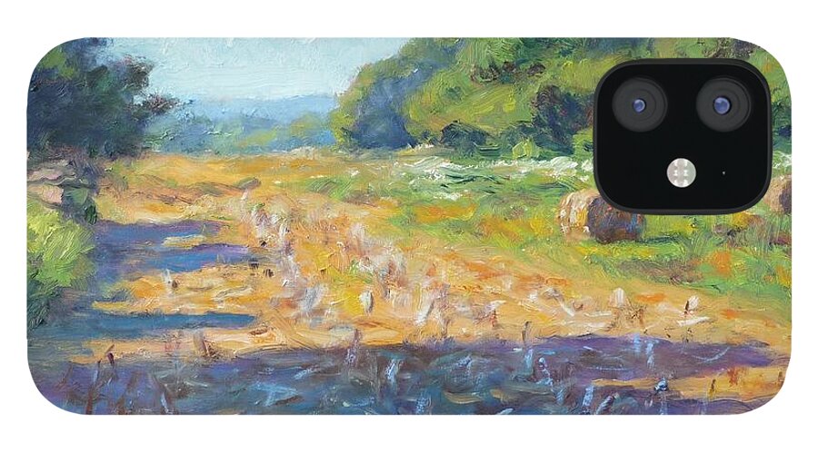 Impressionism iPhone 12 Case featuring the painting Corn Stubble in Late July by Michael Camp