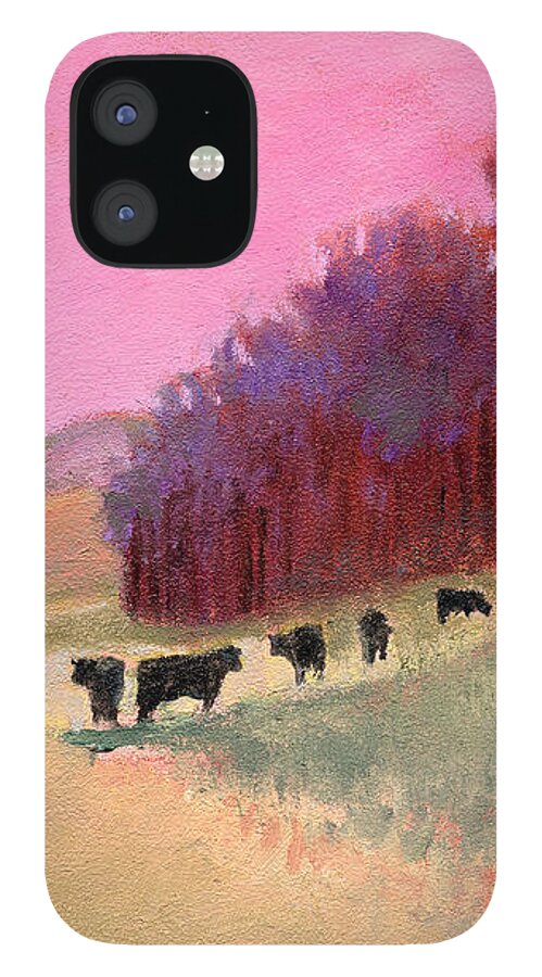 Cows iPhone 12 Case featuring the painting Cows 3 by J Reifsnyder