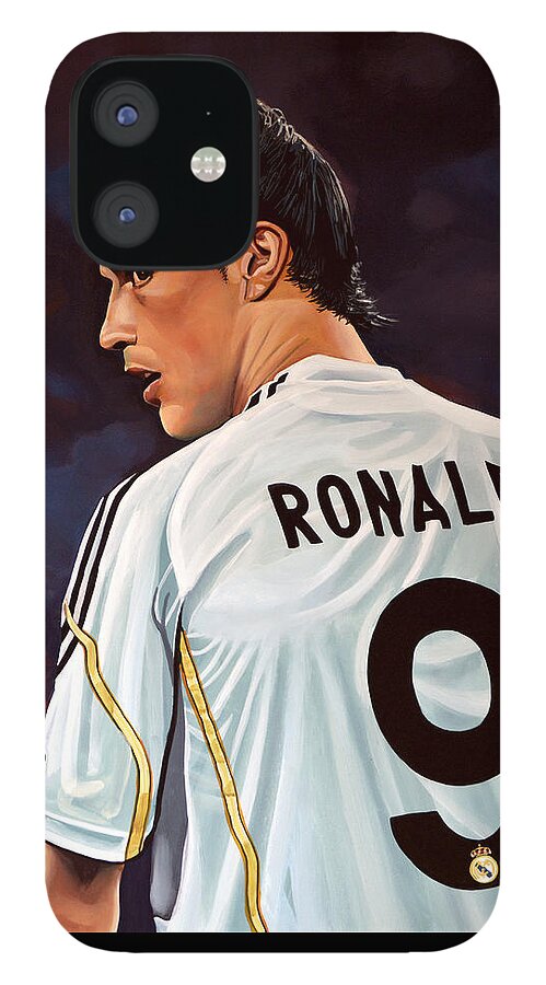 Real Madrid iPhone 12 Case featuring the painting Cristiano Ronaldo by Paul Meijering