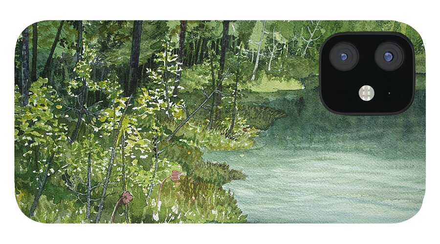 Plein Air iPhone 12 Case featuring the painting Crystal Bog by Helen Klebesadel