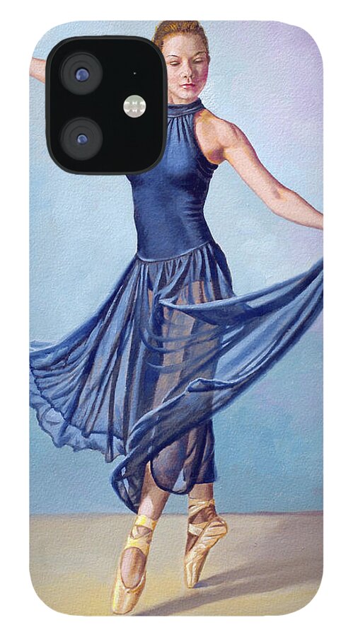 Figure iPhone 12 Case featuring the painting Dancer in Dark Blue by Paul Krapf