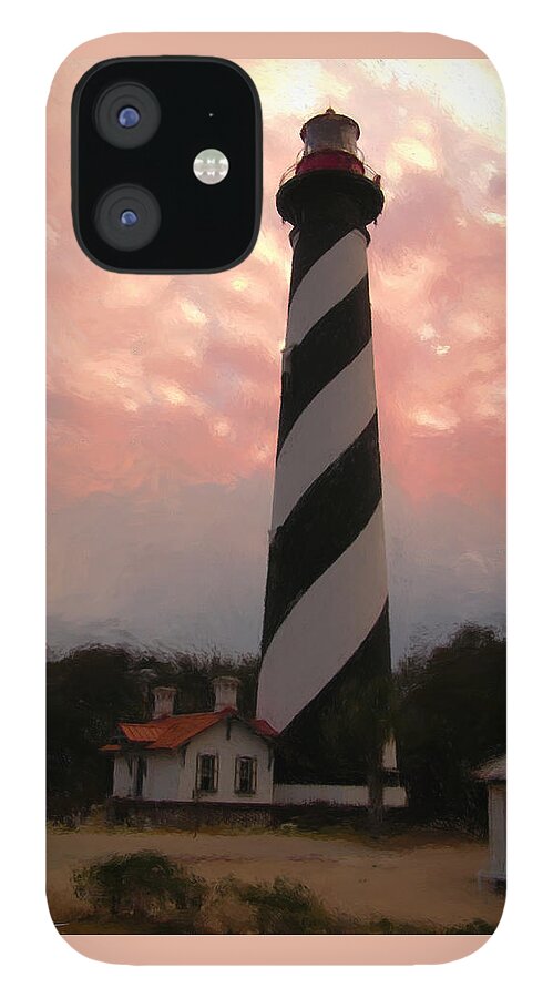 Light House iPhone 12 Case featuring the painting DA127 St. Augustine Lighthouse by Daniel Adams by Daniel Adams