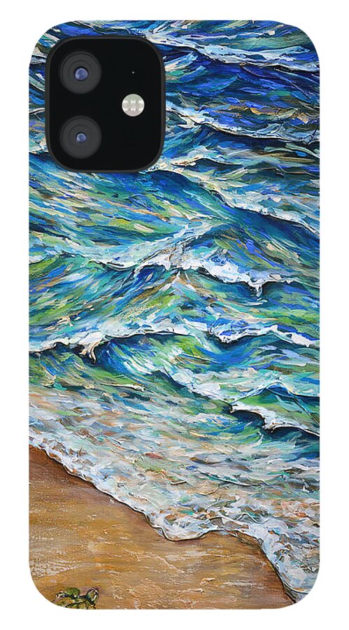 Tide iPhone 12 Case featuring the painting Dash to the Tide by Linda Olsen